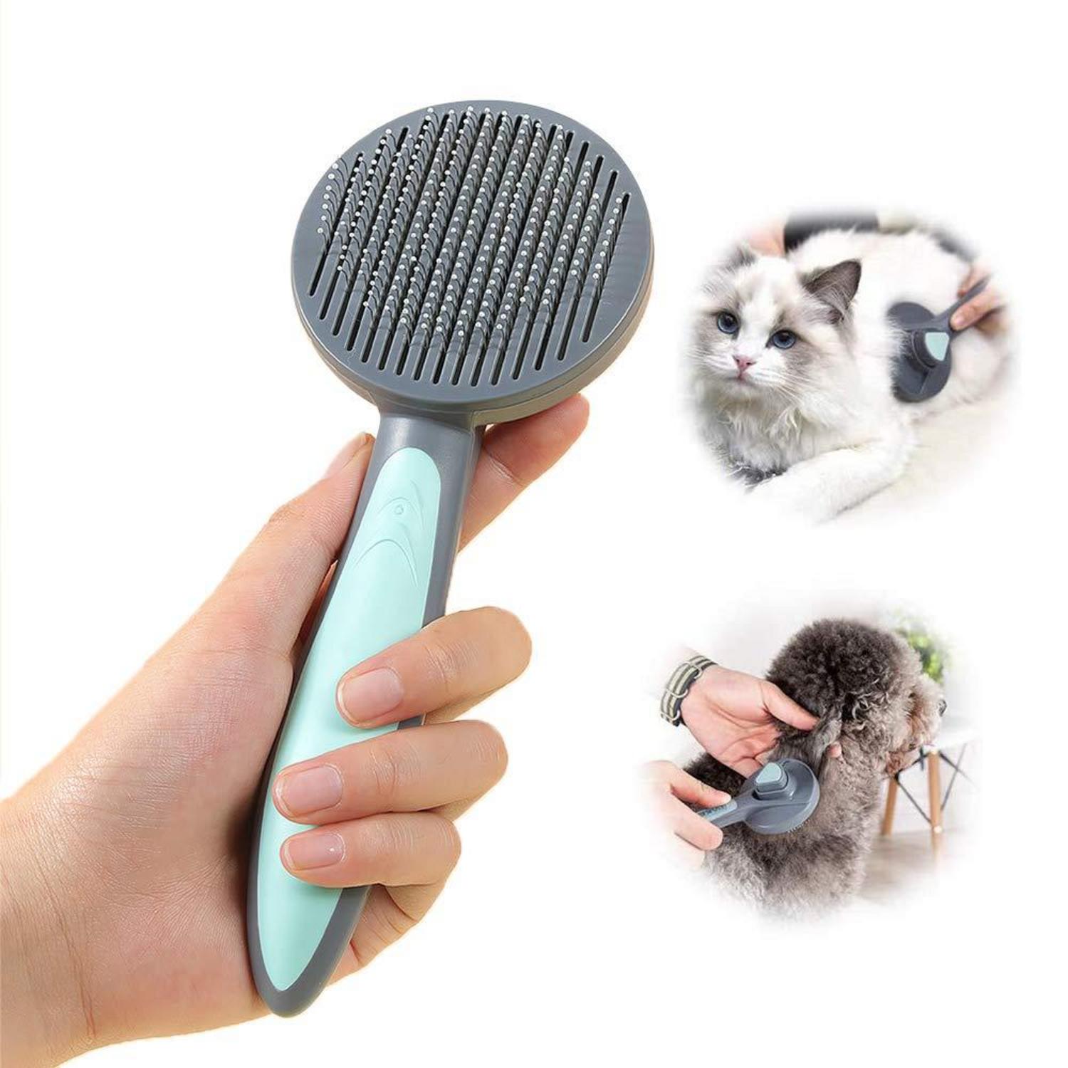 Katzen Hundebürste Haustierbürste für kurze lange Haare Grün