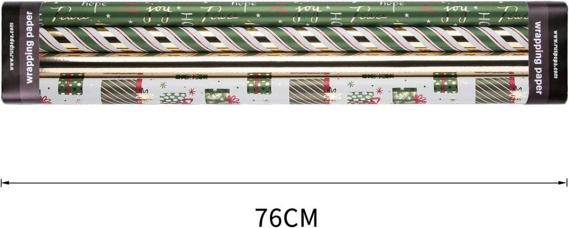 Weihnachtsgeschenkpapierrolle Glitzer Metallic Grün 4 Rollen 76cm x 305cm
