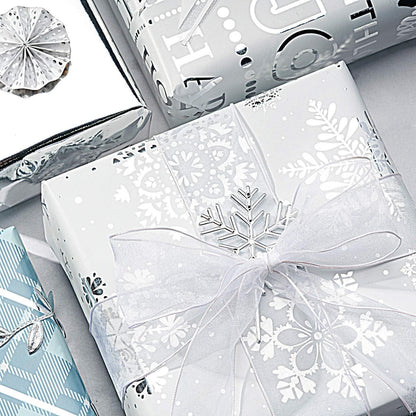 Silber-Blaues Glitter Geschenkpapierrolle - 4 Rollen