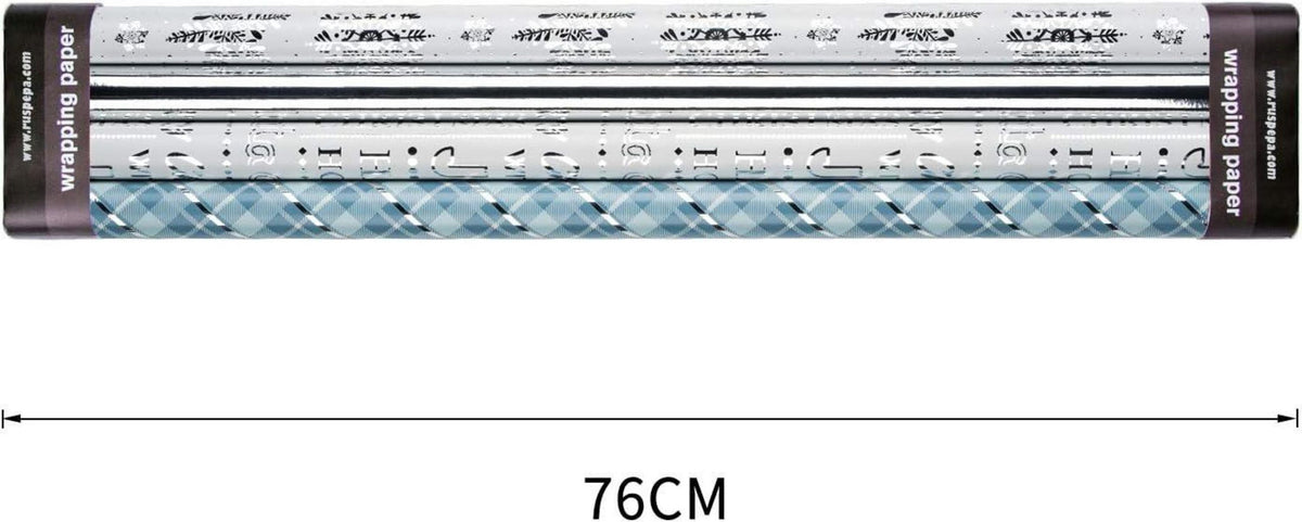 RUSPEPA Geschenkpapier 4 Rollen 76cm x 305cm Silber Blau Glitter Metallic