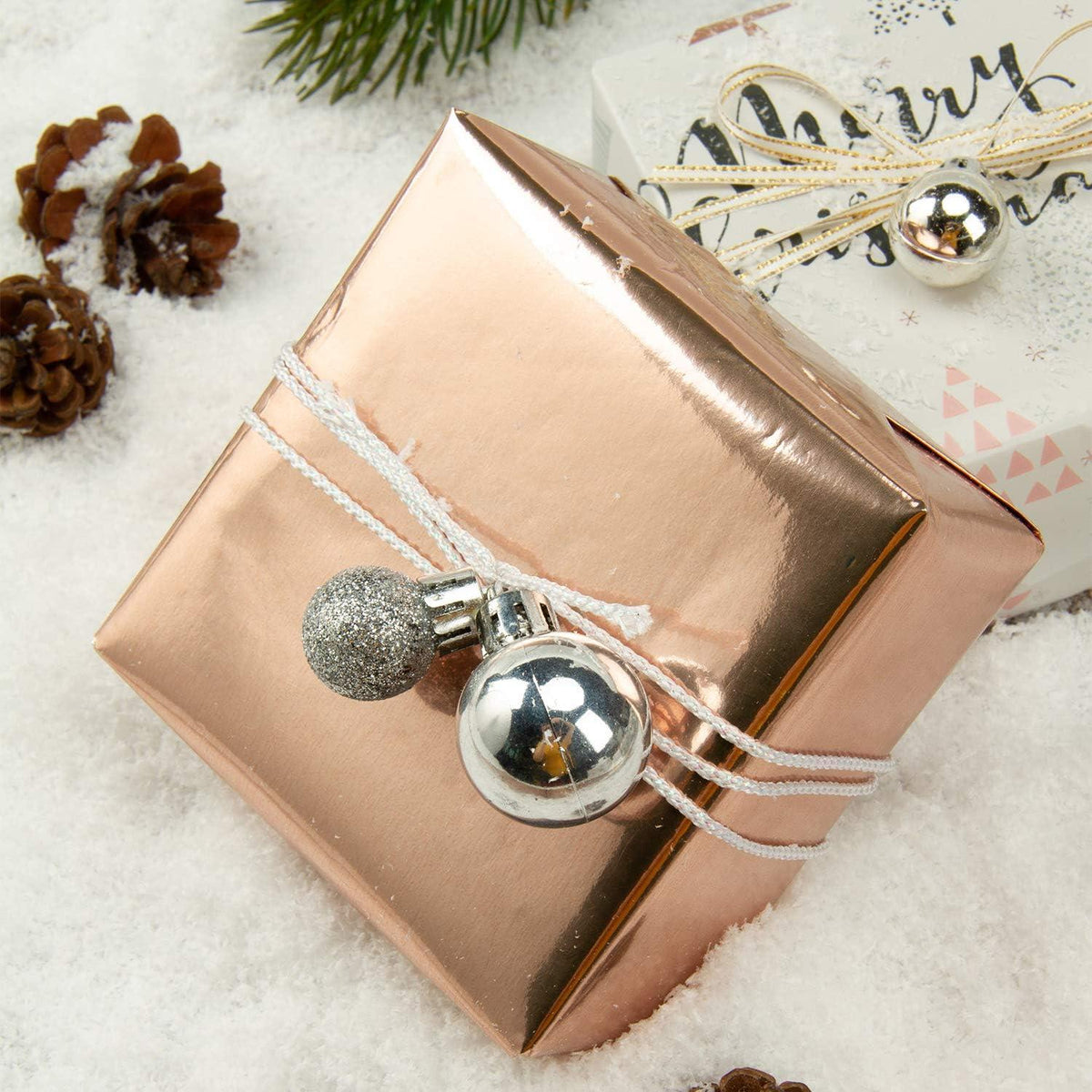 Geschenkpapierrolle Rosa Graues Hirschpapier Glitzer Metallfolie 4