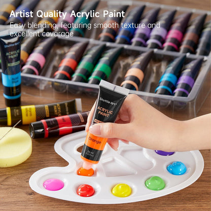 Shuttle Art Acrylfarben Set, 30 Farben je 36ml, 3 Pinsel, ungiftig, säurefrei, wasserfest, für Künstler, Anfänger, Erwachsene