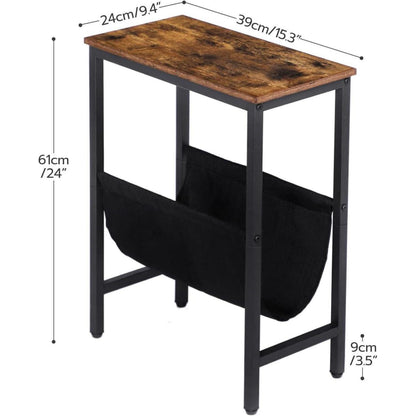 Beistelltisch Schmal mit Stauraum und rustikaler Holzplatte