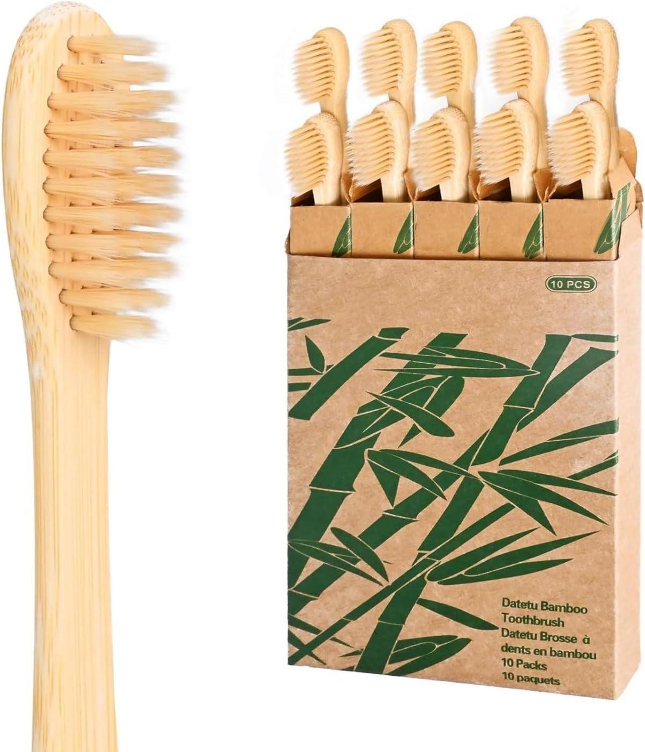 Bambus Zahnbürste 10 Stück Mittel Weiche Borsten Natürliches Holz Biologisch Abbaubar