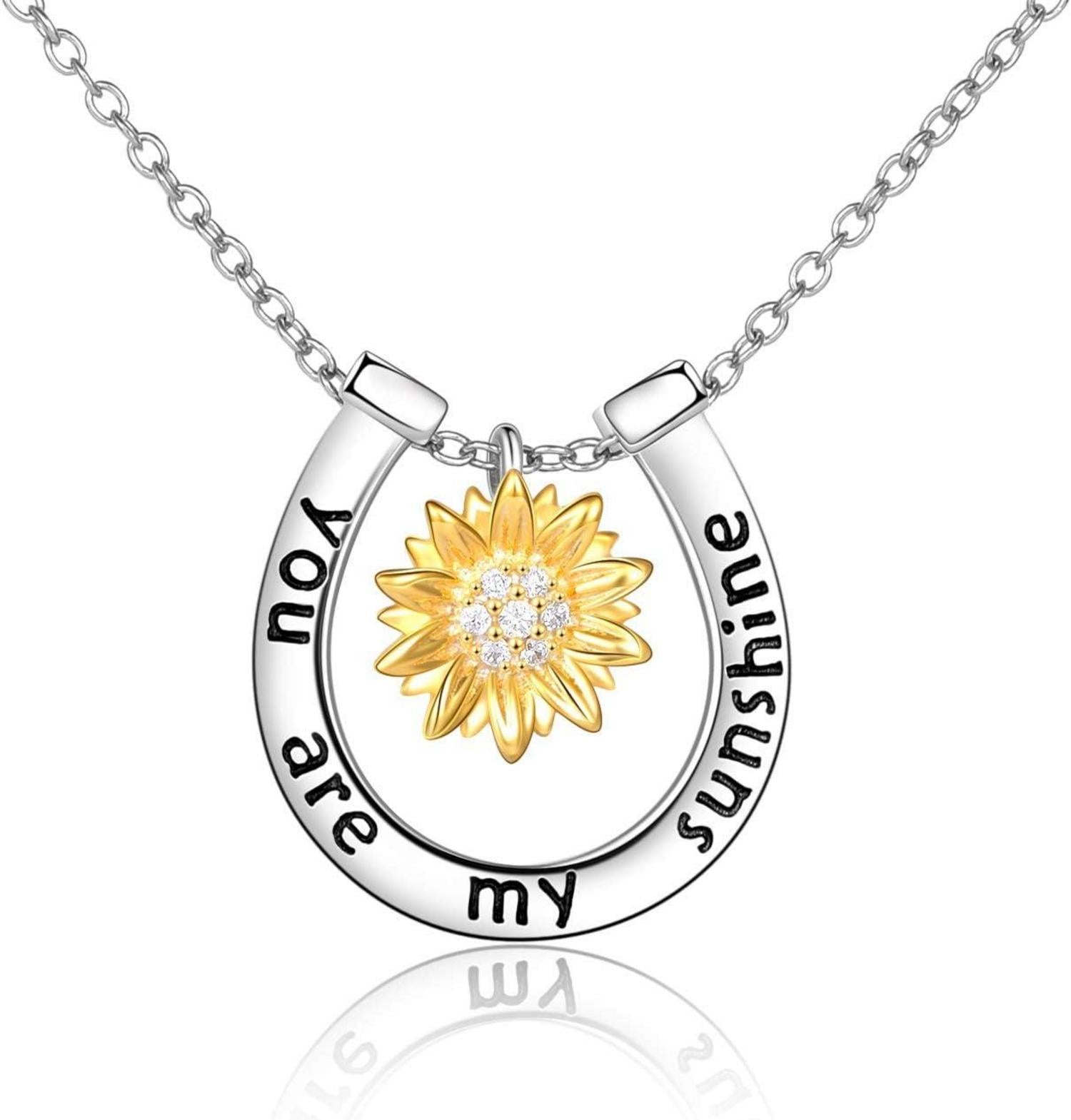 Echte 925 Sterling Silber Sonnenblume Anhänger Halskette
