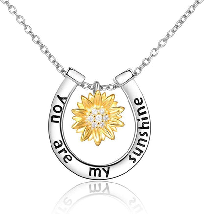 Echte 925 Sterling Silber Sonnenblume Anhänger Halskette