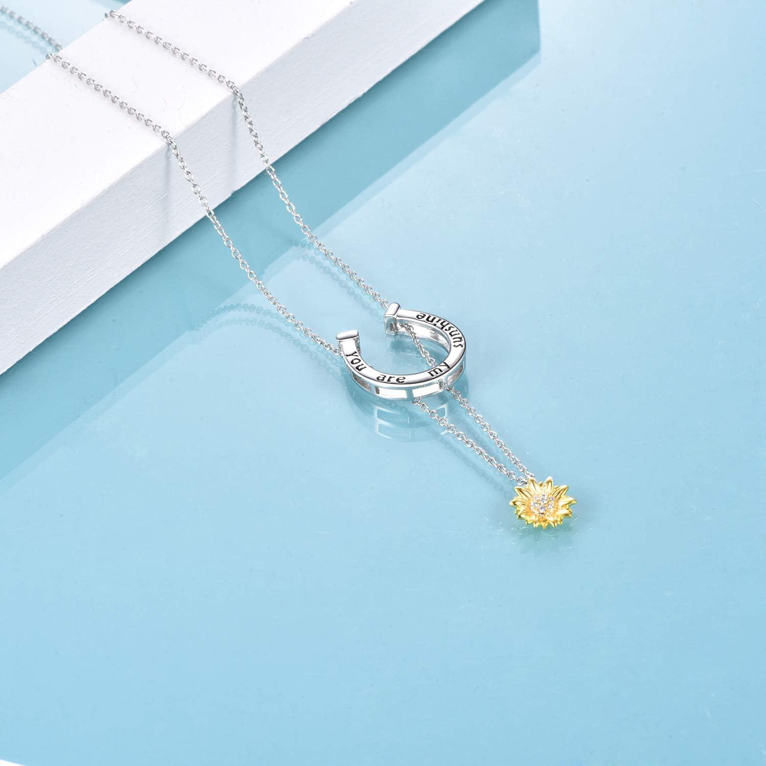 Echte 925 Sterling Silber Sonnenblume Anhänger Halskette
