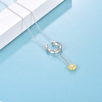 Echte 925 Sterling Silber Sonnenblume Anhänger Halskette