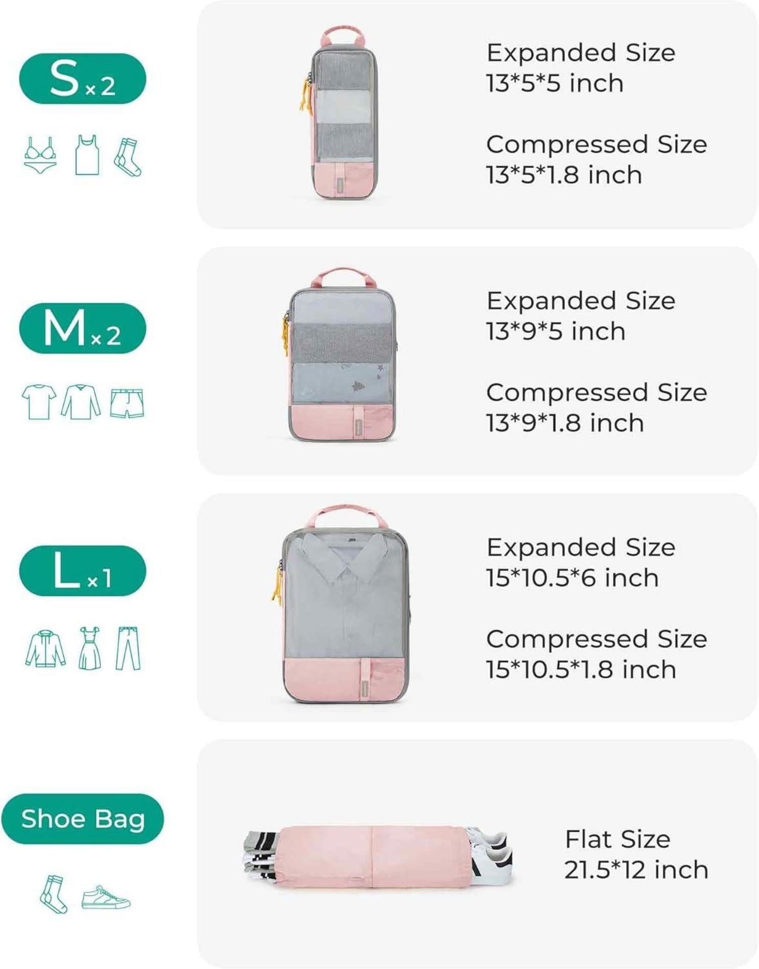 BAGSMART 6er Packtaschen Set - Wasserdichte Kofferpacking Cubes
