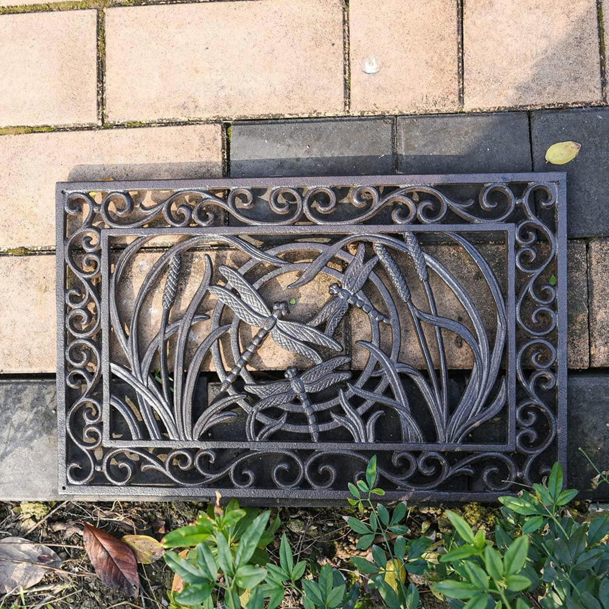 Gusseisen Fußmatte Vintage Libellen-Design 59x37 cm