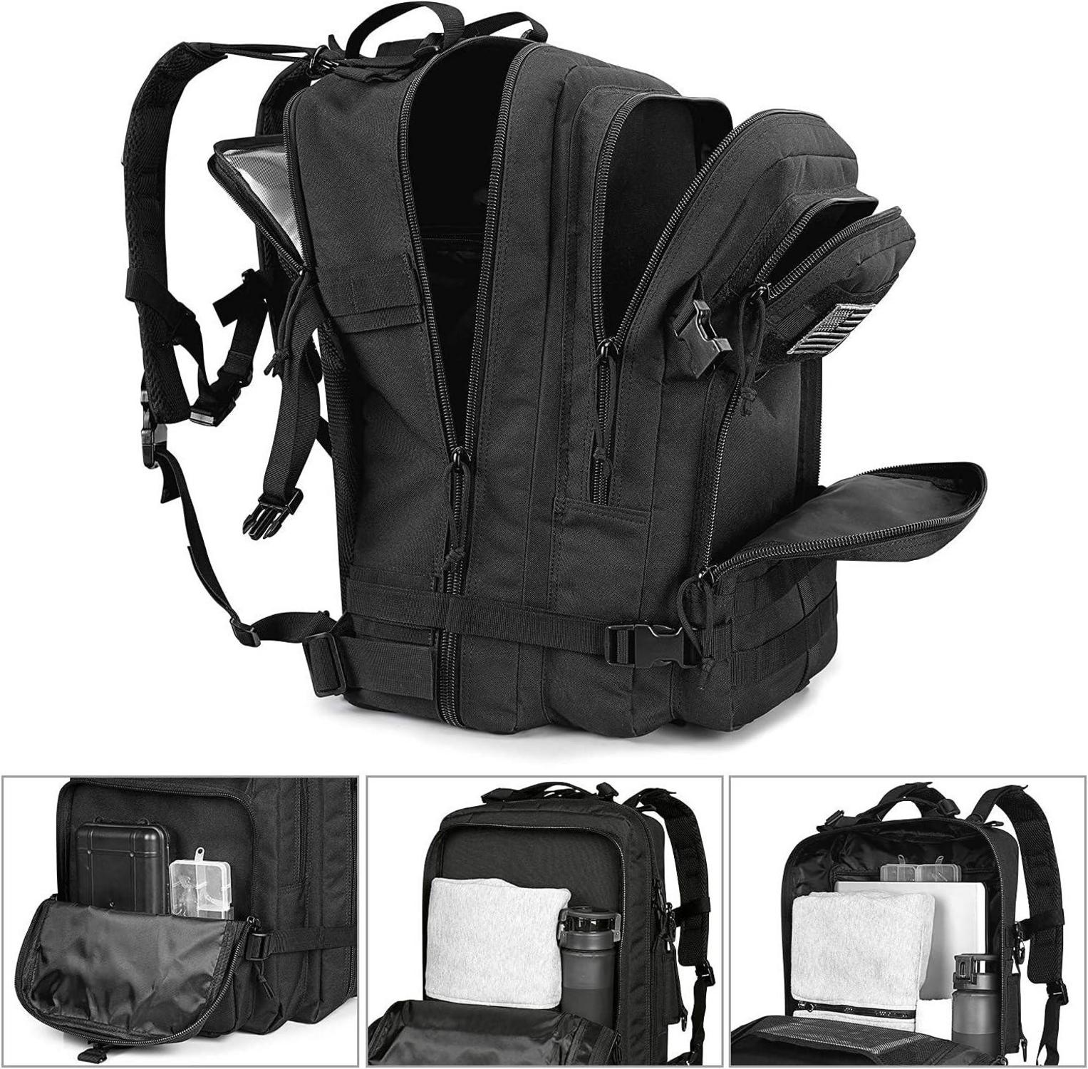 Taktischer Molle Rucksack 50L Schwarz für Camping Trekking