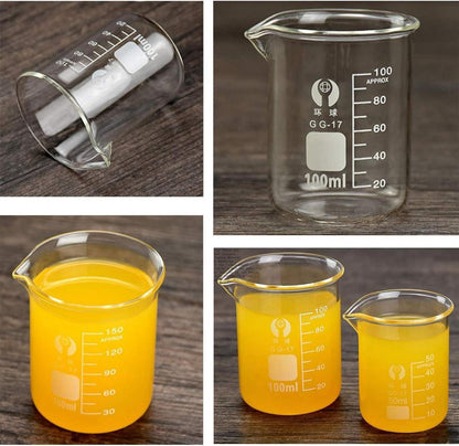 Borosilikatglas Bechergläser Set 4 Stück Graduiert 50ml 100ml 150ml 250ml