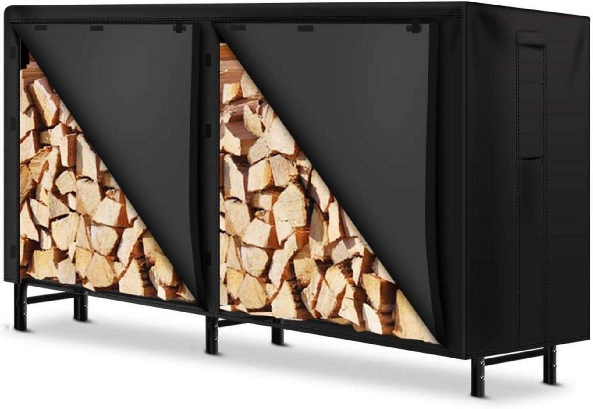 Kaminholzregal Abdeckung 244cm Wetterfest Wasserdicht Schwarz