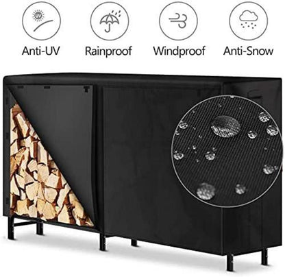 Kaminholzregal Abdeckung 244cm Wetterfest Wasserdicht Schwarz
