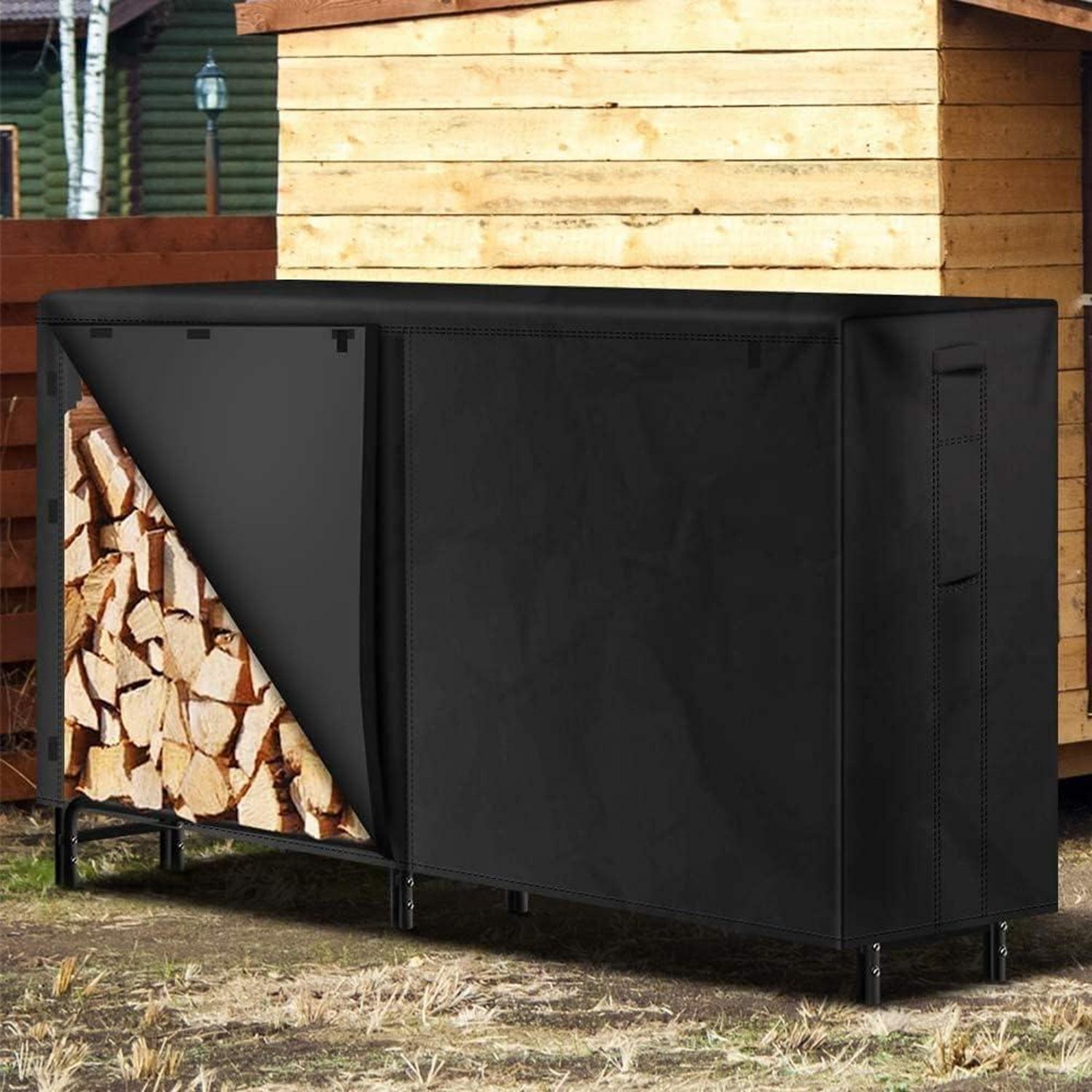Kaminholzregal Abdeckung 244cm Wasserdicht Oxford-Gewebe Schwarz 8ft