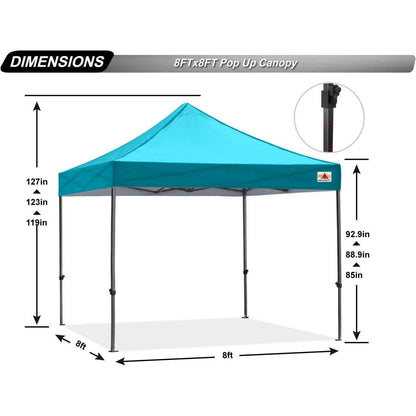 Pop-Up Pavillon wasserdicht 2,5x2,5m Türkis mit Rollentasche