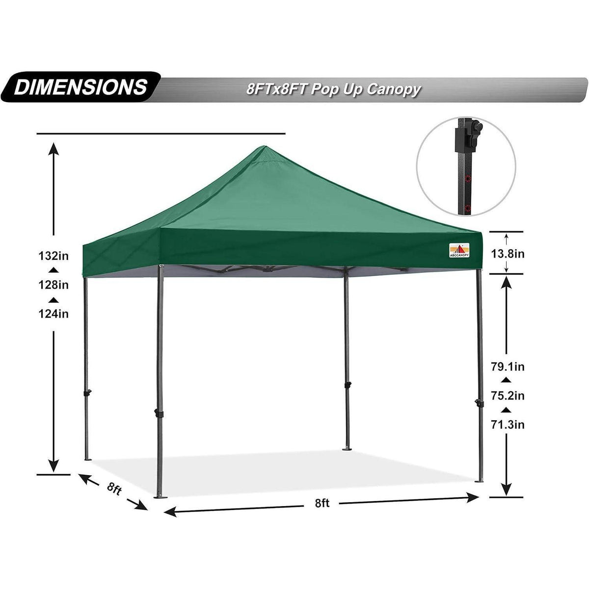 Wasserdichter Pop-Up Pavillon 2,5x2,5M Dunkelgrün mit Rollentasche