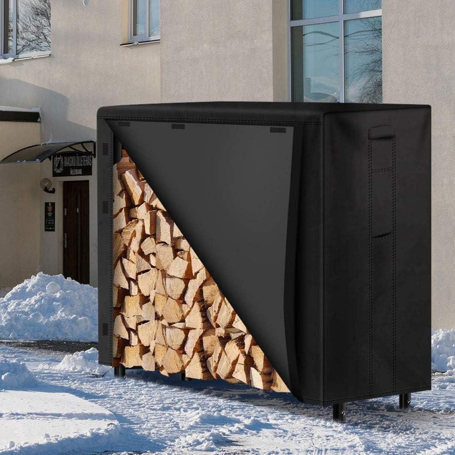 Kaminholzregal Abdeckung 122x61x107cm wasserdicht 600D Oxford schwarz