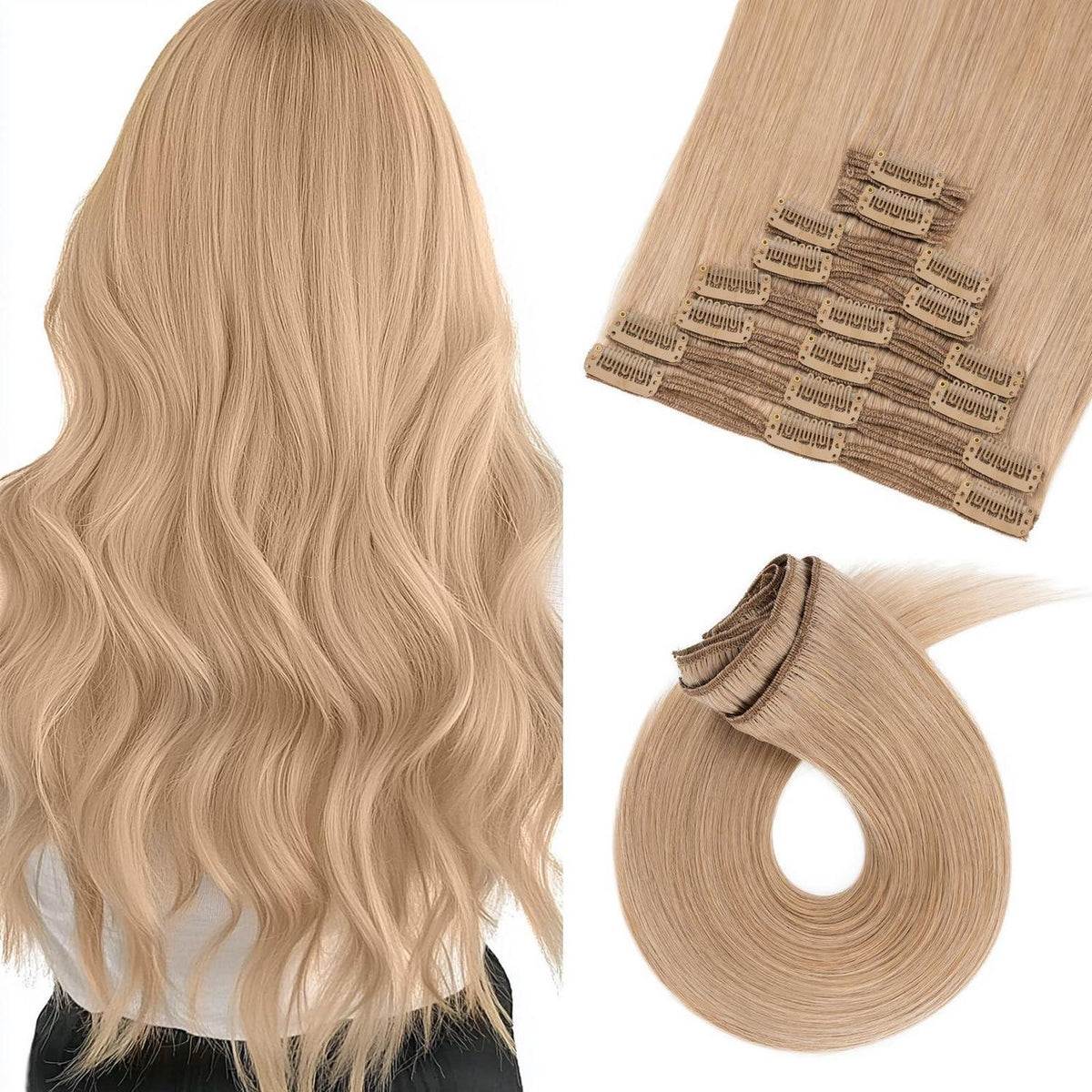 Echthaar Clip-Ins Blond 35cm – Remy Hair, Volle Länge