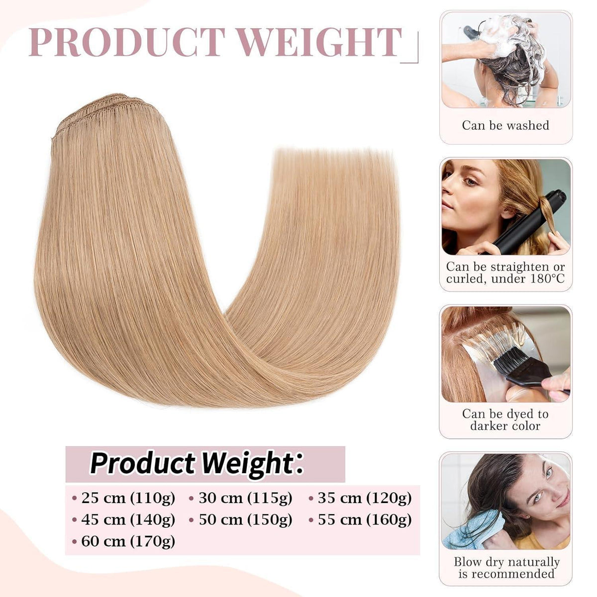 Echthaar Clip-Ins Blond 35cm – Remy Hair, Volle Länge