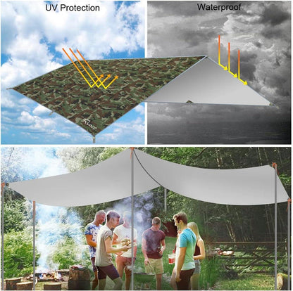 RYACO Tarp 3x3 m Wasserdicht Zeltplane Ultraleicht mit ösen und Seilen