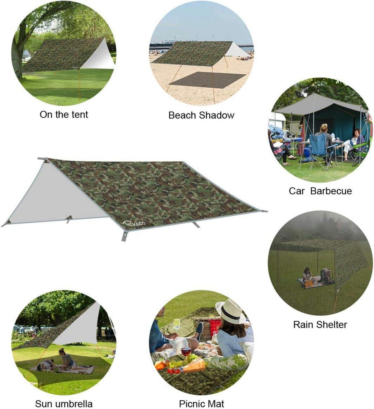 Tarp 3x3 m Wasserdicht Zeltplane Ultraleicht mit ösen Erdnägel Seilen