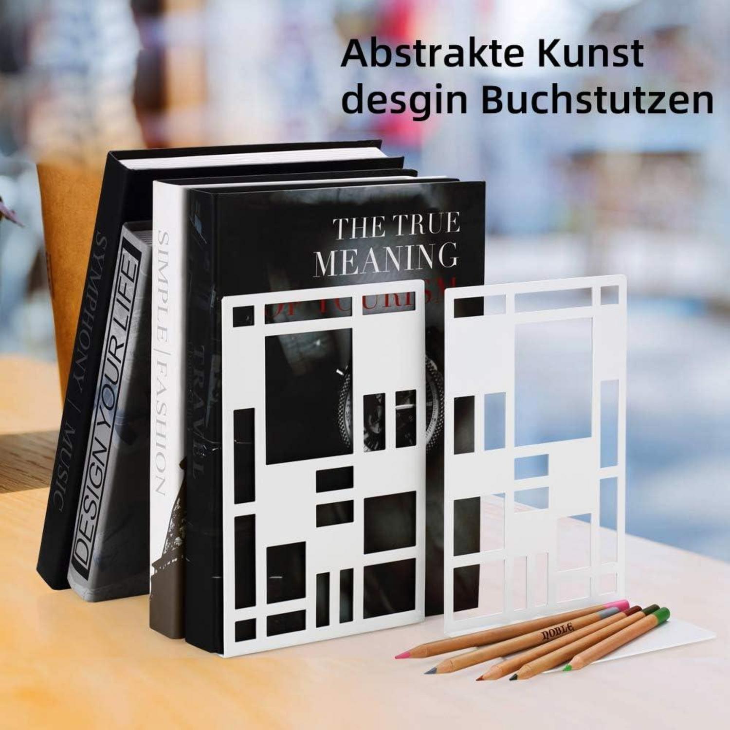 INNOPLUS Buchstützen Metall Weiß 3 Paar Bücher Halter