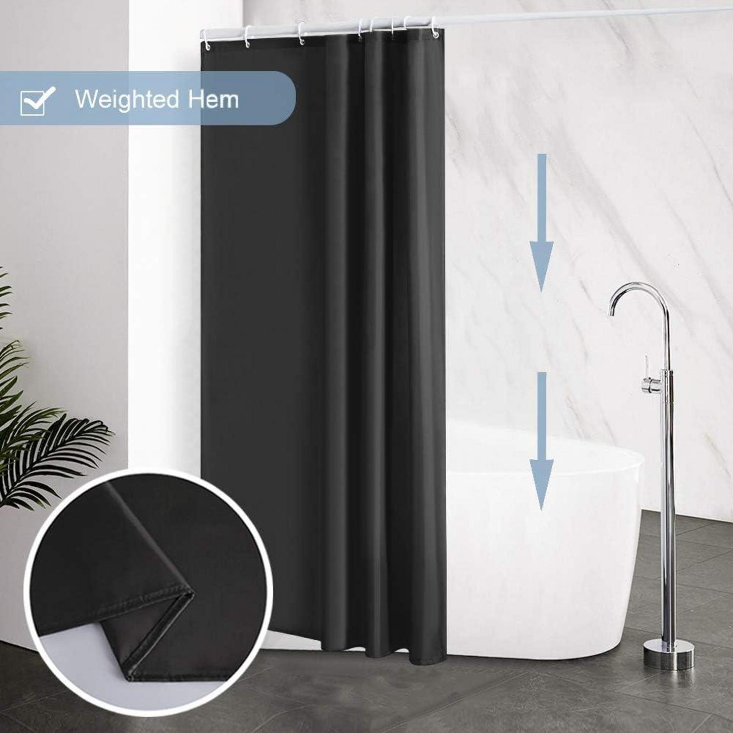 Furlinic Duschvorhang Textil Anti-schimmel Waschbar Schwarz 120x200cm