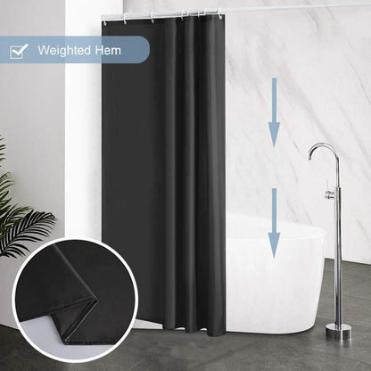 Furlinic Duschvorhang Textil Anti-schimmel Waschbar Schwarz 120x200cm