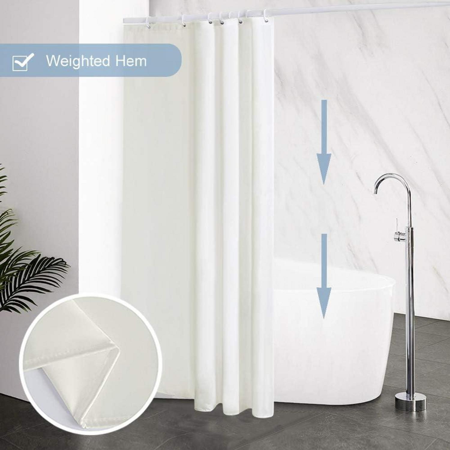 Duschvorhang 120x180 Polyester Badvorhang Wasserdicht mit 8 Ringen Beige