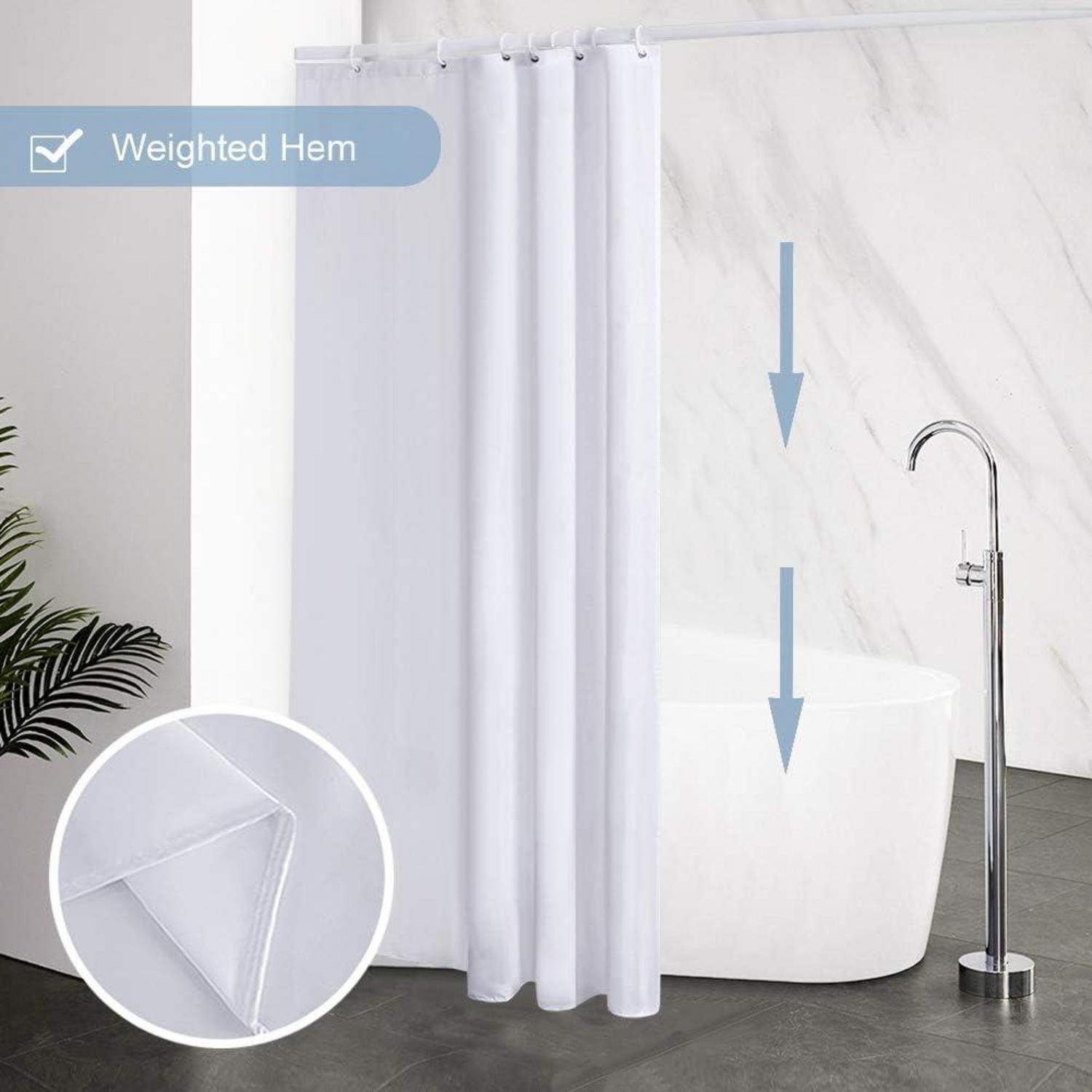Furlinic Duschvorhang Textil Anti-schimmel Wasserdicht Waschbar Weiß 120x200cm
