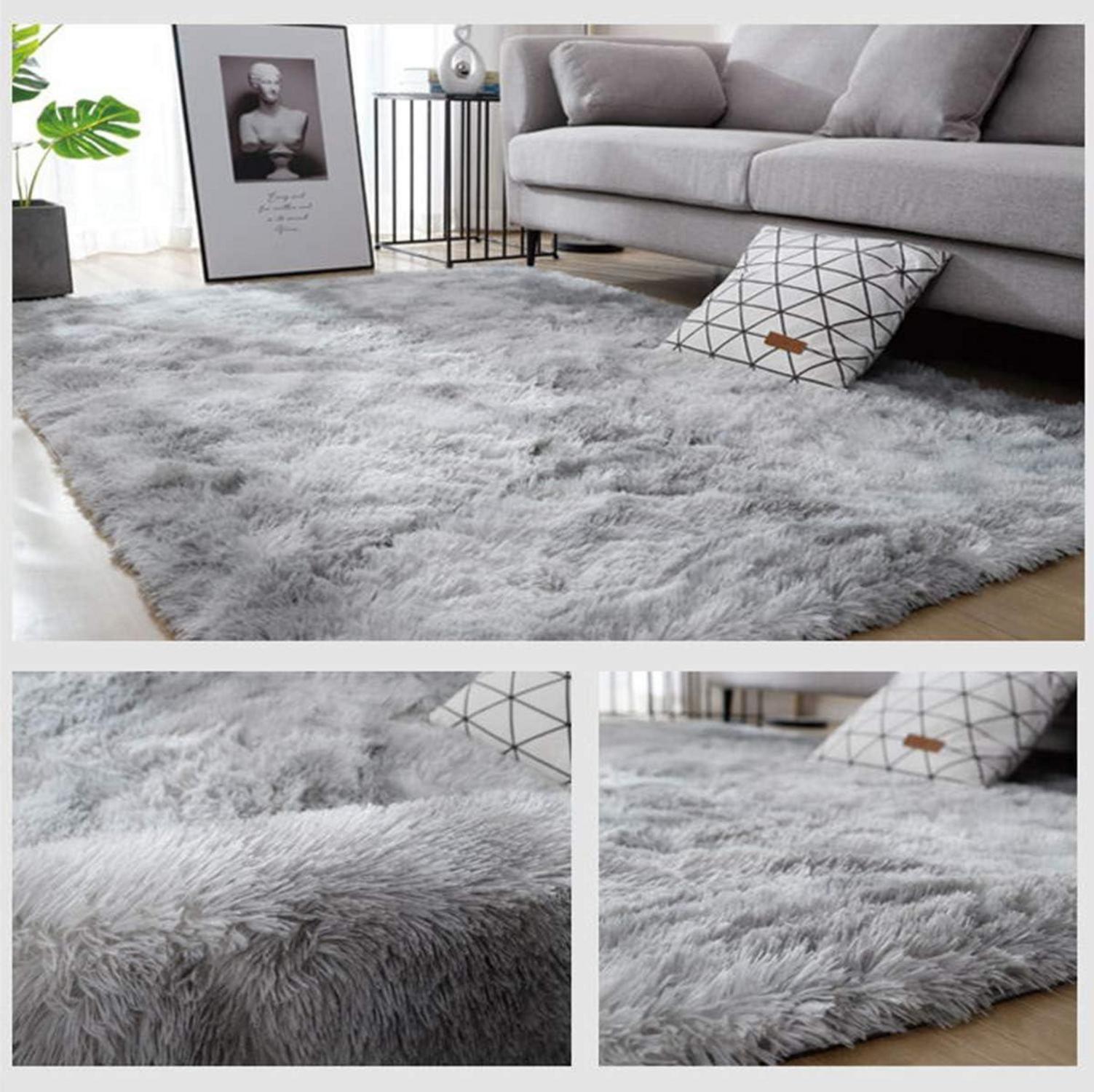 Weicher Flauschiger Teppich Groß 160x200cm Grau