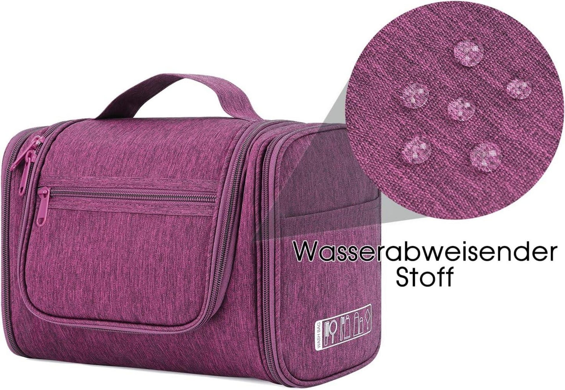 Große Waschtasche Kulturtasche Aufhängen Damen Herren Reisen Lila