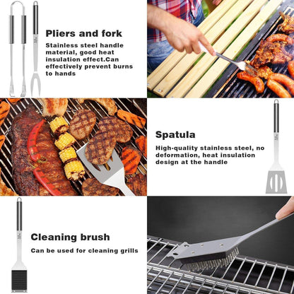 Grillzubehör 25tlg Geschenke für Männer + Fleischthermometer