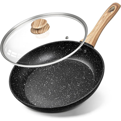 Antihaft-Bratpfanne 26cm mit Deckel und Holzgriff