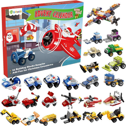 D-FantiX 24-tlg. Weihnachts-Adventskalender Fahrzeuge Building Toys
