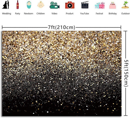 Ruini Schwarz Gold Glitzer Pailletten Fotohintergrund 210x150cm