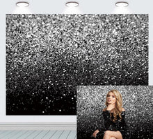 Polyester Fotografie Hintergrund Glitzer Schwarz Silber 210x150cm