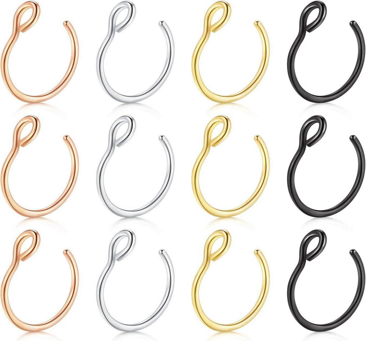 12er Nasenpiercing Nasenringe 18G/20G 6/8/10mm Chirurgenstahl Fake