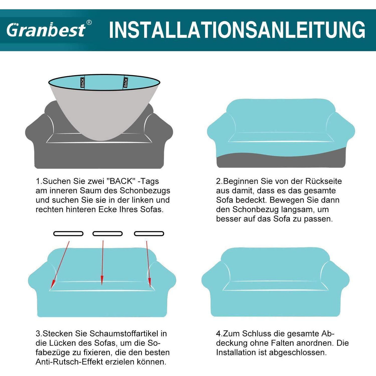 Stretch Sofabezug 2 Sitzer Beige – Wasserdicht & Elastisch