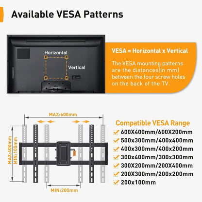 TV Wandhalterung 37-82 Zoll 60kg Schwenkbar Neigbar VESA