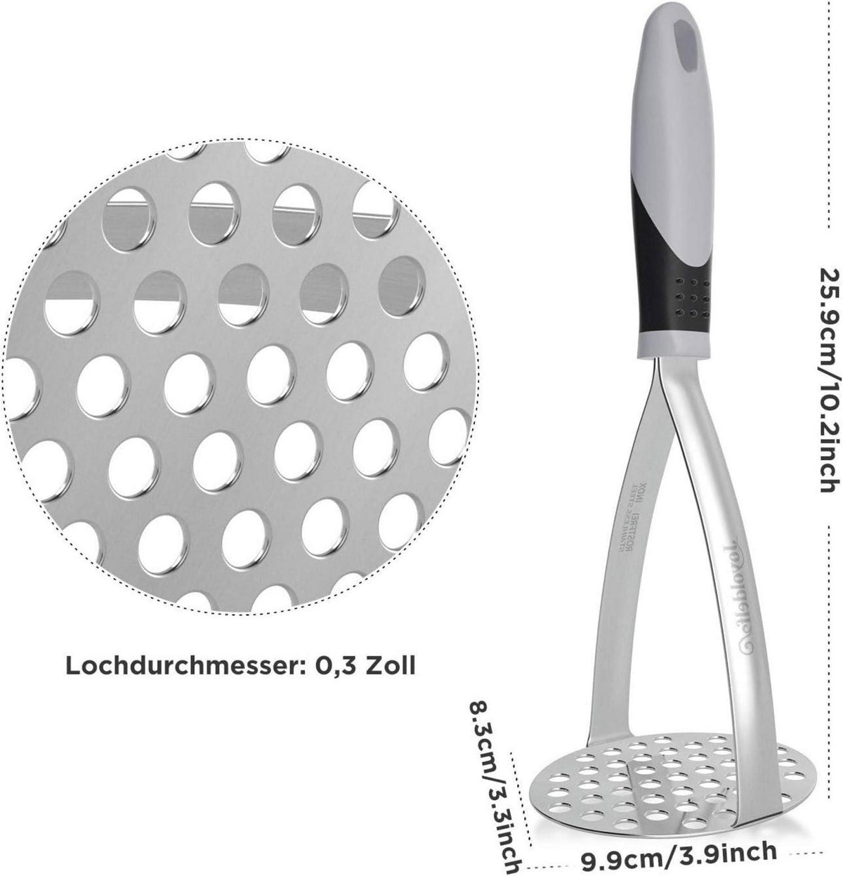 Edelstahl Kartoffelstampfer für Gemüse Stampfer Spülmaschine