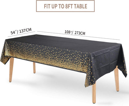 Schwarz Gold Party Tischdecke Rechteck Tisch 137x274cm 4er Pack