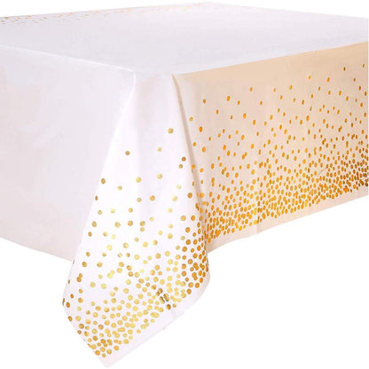 4er Pack Weiß Gold Party Tischdecke 137x274 cm Rechteck