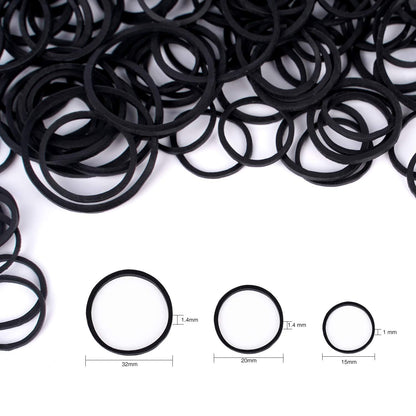 HOYOLS 3.8cm Große Gummibänder für schwarzes Haar 330 Stück