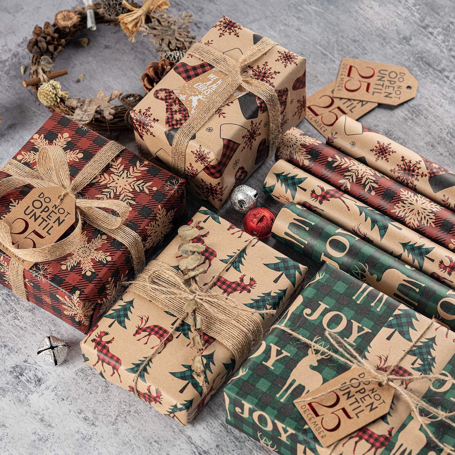 Weihnachtsgeschenkpapier Kraftpapier Rote Grüne Plaids