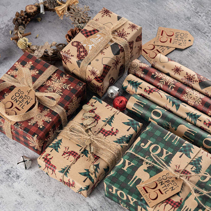Weihnachtsgeschenkpapier Kraftpapier Rote Grüne Plaids