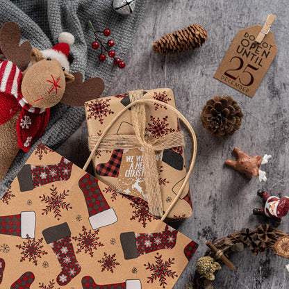 RUSPEPA Weihnachtsgeschenkpapier Kraftpapier Rote Grüne Plaids Christmas Collection
