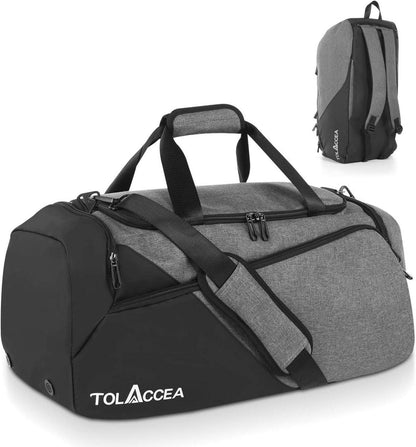 Sporttasche 47L mit Schuhfach und Nassfach Grau Fitness