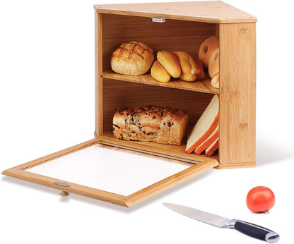 Bambus Brotkasten 2 Etagen lebensmittelecht pflegeleicht 32x32x34cm